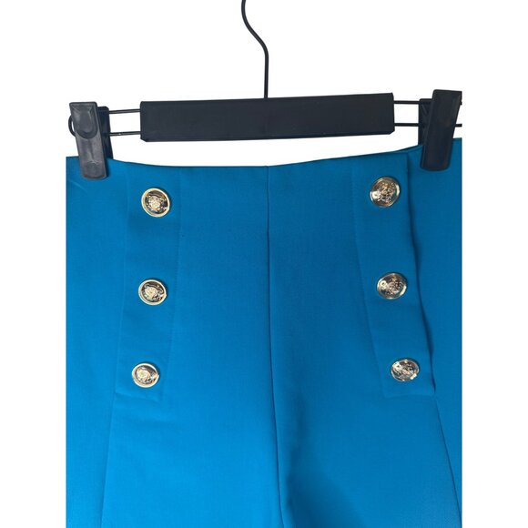 2/ $30 ZARA Turquoise High-Waisted Shorts L Polyester Blend - Picture 5 of 12